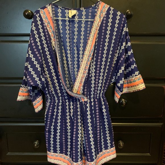 Jumpsuit, Blue with diamonds, large, poly, handmade in India - Picture 3 of 7